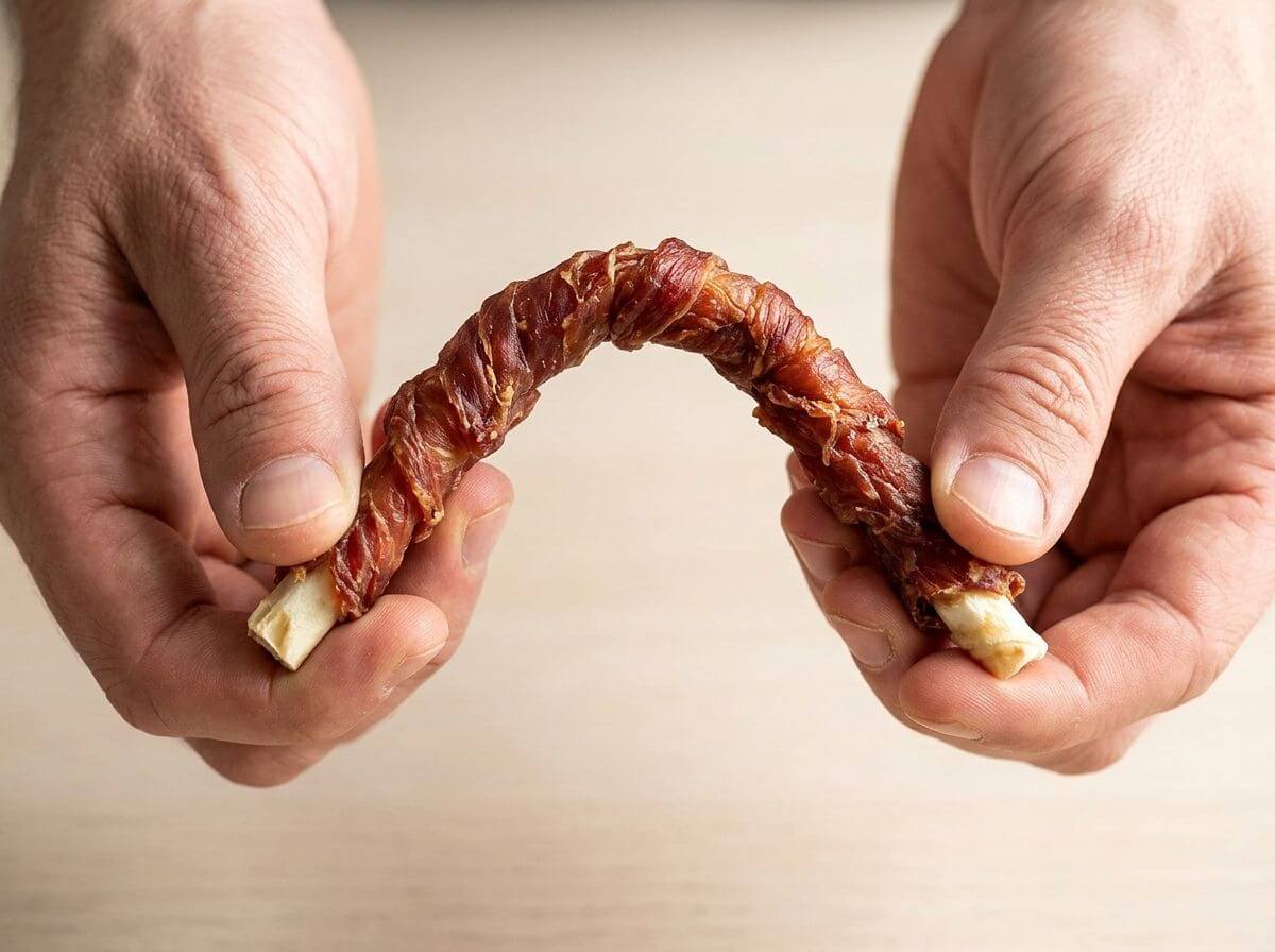Tyč z pravé hovězí kůže pro psy, kterou nelze zlomit v ruce